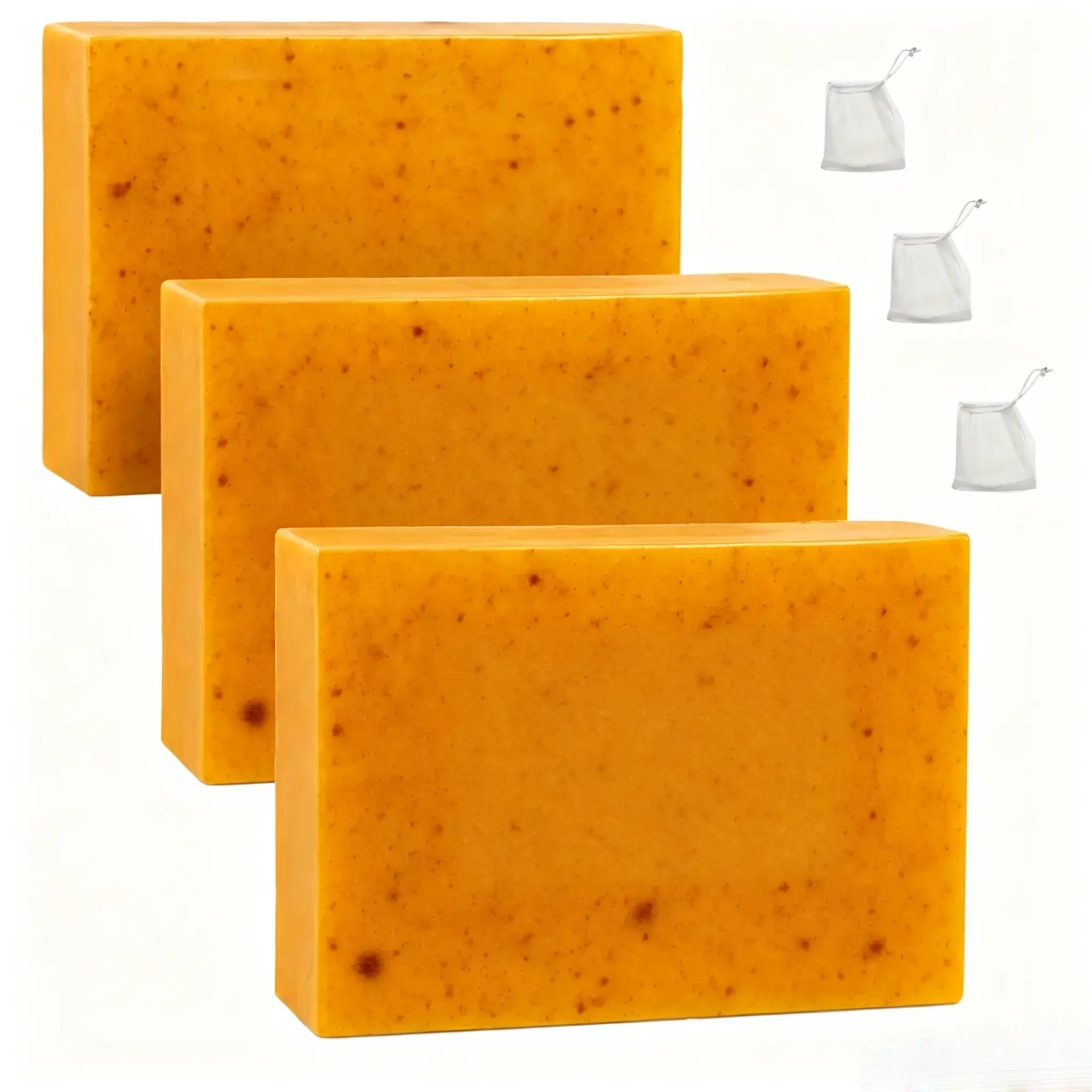 All-Natural Lemon Turmeric Brightening Soap Multi-Pack - Daily Facial & Body Cleanser with Moisture & Hydration for Skin Repair & Softening, Unisex Bath & Body Care Kit