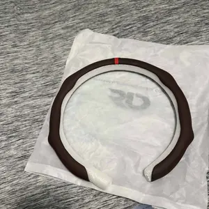 Napa Nappa Leather Centering Mark Steering Wheel Cover Quick Turn Non-Slip Breathable Ultra-Thin Universal Grip Cover for Four Seasons Car Accessories Automotive Car Gifts