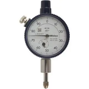Mitutoyo Dial Drop Indicator: 0.001 to 0.25" Range, 0-100 Dial Reading, 0.001" Graduation 0.1" per Revolution, Flat Back, 0.001" Accuracy 1410AB-10