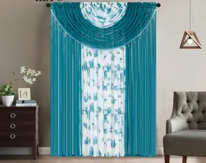 Bollft All in One Luxury Sheer Curtain with 4 Attached Panels (53"x84" Each) and 2 Attached Valances with Beads and 2 Tiebacks Maple Leaf shack