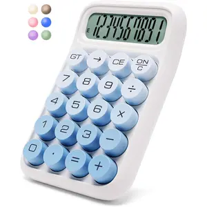 Mechanical  Calculator, 10 Digits, Large LCD Display, Blue Gradient Desktop Calculator with Big Buttons, Aesthetic for Office, School, Home and Business Use