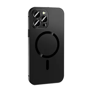 1 Piece Black Magnetic Phone Case,Lens protection Anti-fall Phone Protect Case Compatible With iPhone 13 11 12 14 15 Pro Max Plus