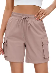 luvamia Hiking Shorts for Women High Waisted Pull On Cargo Casual Golf Water Resistant 7 Inch Inseam Mid Thigh Shorts