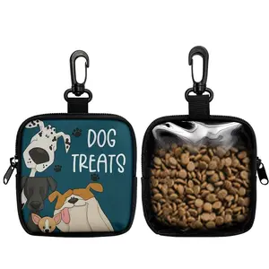Dog Training Snack Bag with Zipper Closure, Portable Polyester Pet Treat Pouch, Outdoor Activities and Walks, Colorful Design, Single-Sided Print