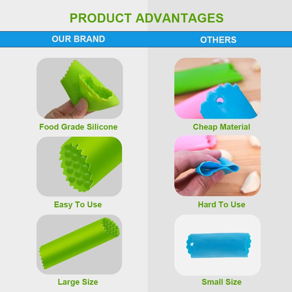 Garlic Peeler Silicone Garlic Skin Remover Roller Garlic Tube Rollers Skin Remover, Garlic Roller Peeling Tube Tool for Useful Kitchen Tools (Blue)