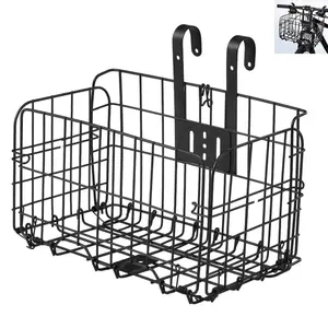Bicycle Front Rear Foldable Basket, Quick Release Easy Install Bike Storage Basket for Mountain City Commuter Bikes, Rustproof Heavy Duty Wire Carrier for Groceries Shopping, Portable Cargo Trunk Organizer
