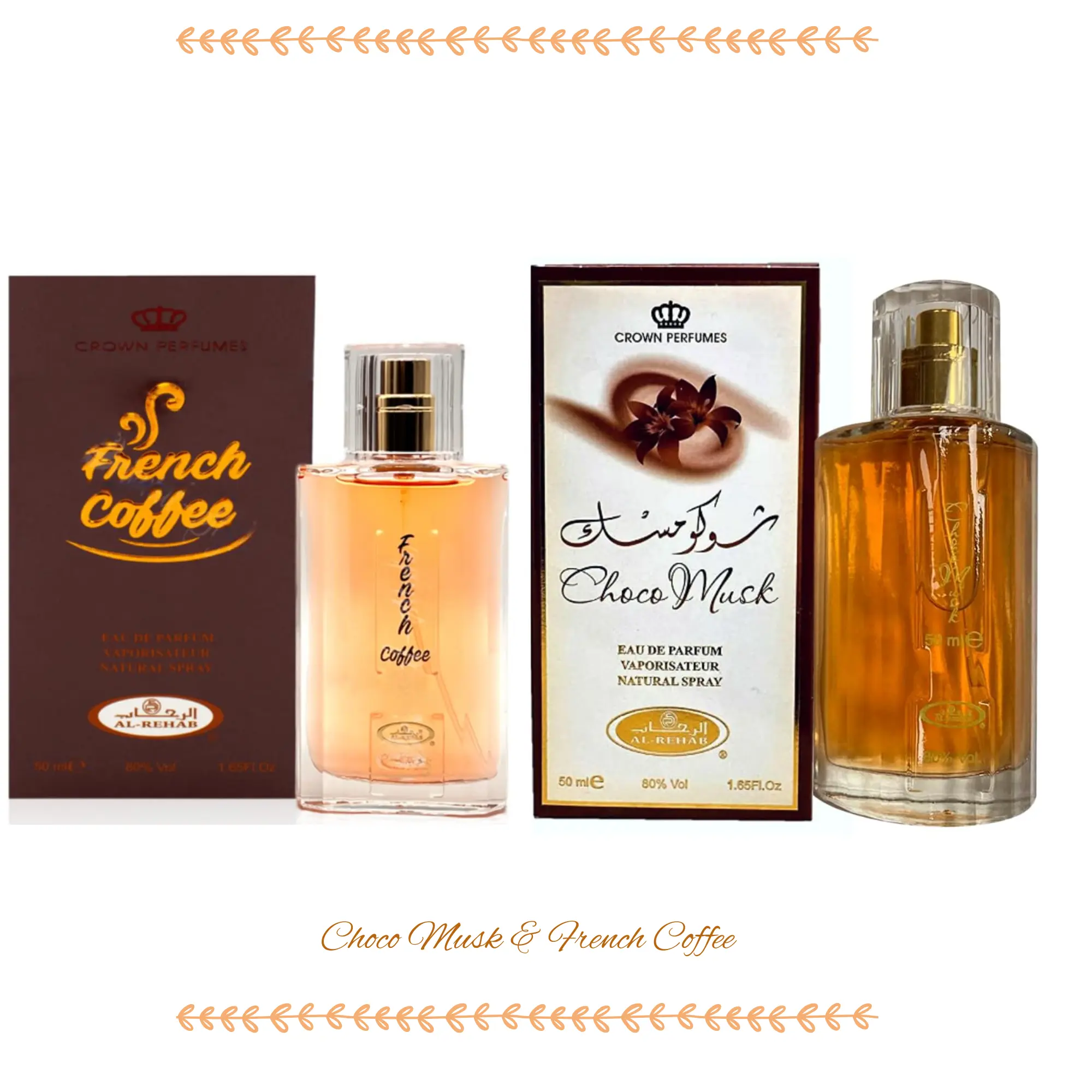 Bundle Pack Al-Rehab Choco Musk & French Coffee EDP-50ML (1.65Oz) Versatile Use, Unique Scent, perfume Bundle Pack Al-Rehab Choco Musk & French Coffee EDP-50ML (1.65Oz) Versatile Use, Unique Scent, perfume