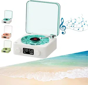Portable Mini Aqua Waves Speaker, Vintage Vinyl Player with 4 Playback Modes,  Wireless Vintage Record Player for Christmas Festival Gift