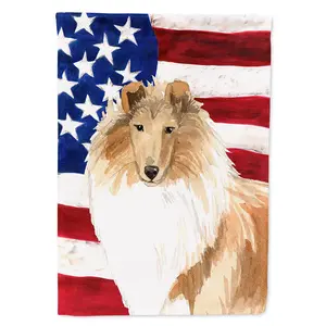 Carolines Treasures  Patriotic USA Rough Collie Flag Canvas House Size
