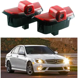 Car LED Logo Projector Puddle Door Lights for 2007-2014 Mercedes-Benz C-Class W204, 4K-HD Resolution No-Fade Car Courtesy Welcome Lights (Star+Lettering) Automotive Accessories