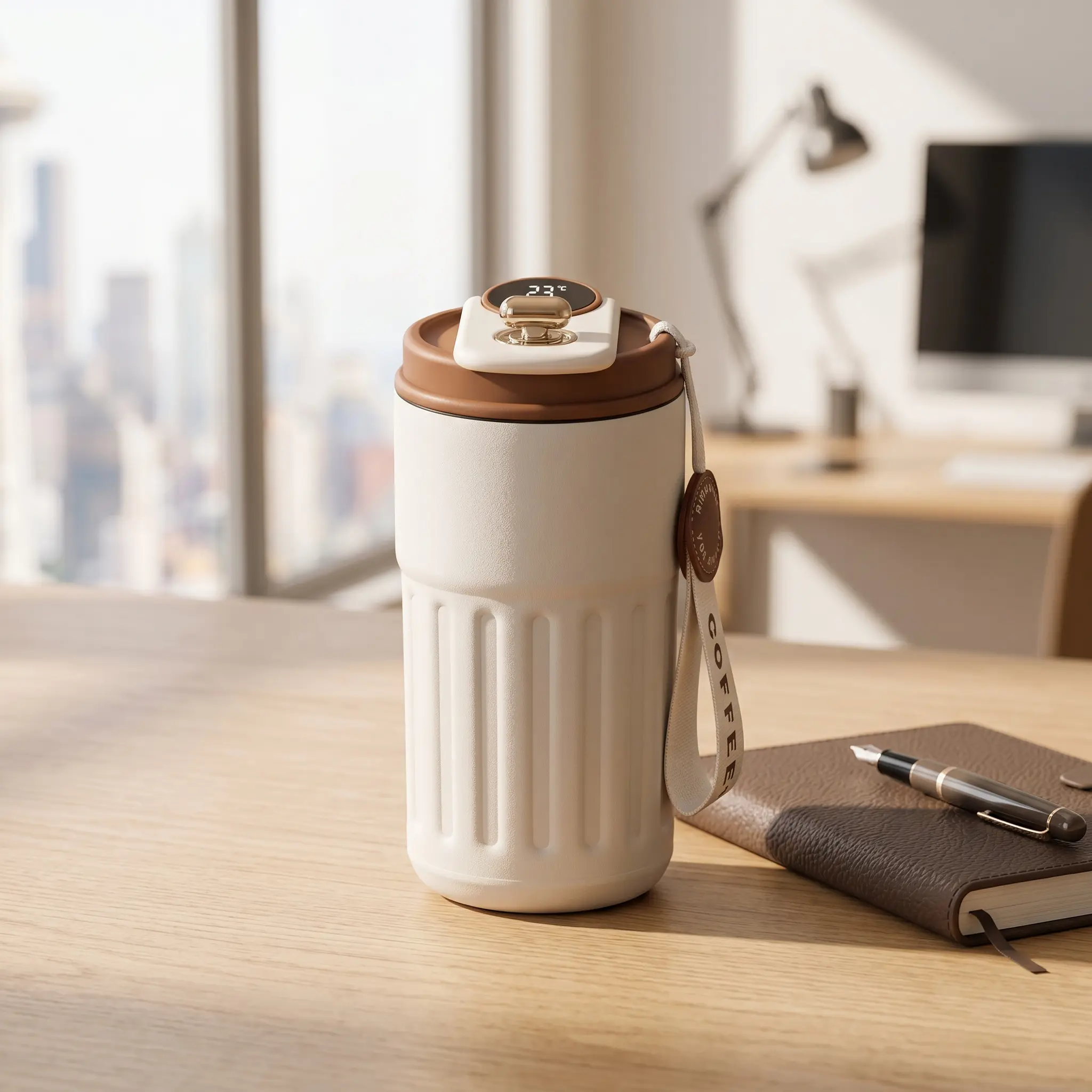 Portable Smart Insulated Coffee Tumbler with LED Temperature Screen - Leakproof 316 Stainless Steel Travel Mug for Car, Office, Outdoor, Students & Drivers, Reusable Thermal Cup for Hot/Cold Beverages, Aesthetic Coffee Cup-YY0