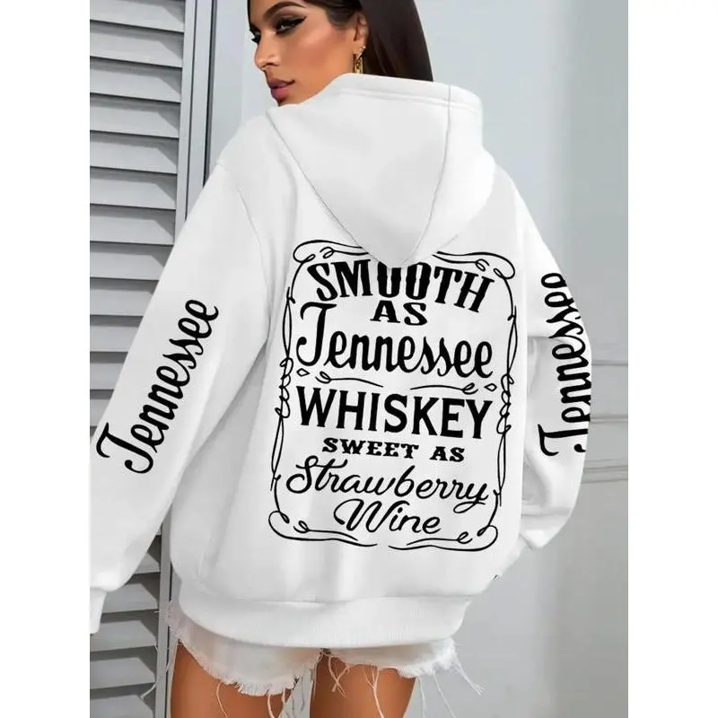 Women's Letter Print Drop Shoulder Hoodie, Fashion Casual Long Sleeve Hooded Sweatshirt for Daily Holiday Outdoor Wear, Ladies Clothes for All Seasons Women's Letter Print Drop Shoulder Hoodie, Fashion Casual Long Sleeve Hooded Sweatshirt for Daily Holiday Outdoor Wear, Ladies Clothes for All Seasons