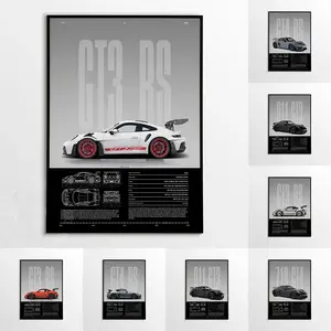 1PC Unframed Minimalist 911 Turbo GT3-RS GT4 RS Hyper Car Sports Car Supercar Poster Canvas Painting Motosport Wall Art Pictures Home Decor (13 Style Options)