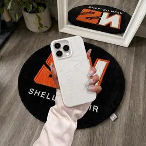White 3D Embossed Aesthetic iPhone Case for iPhone 17 Pro - Sculpted Soft Case with Unique Design
