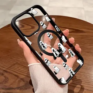 Premium Magnetic Phone Cases for iPhone 11-17/Pro Max/Air/Plus Halloween Spooky Black Cat y2k cased MagSafe Ready Anti-Fall Ultra-Thin Design Lightweight TPU Protection Case