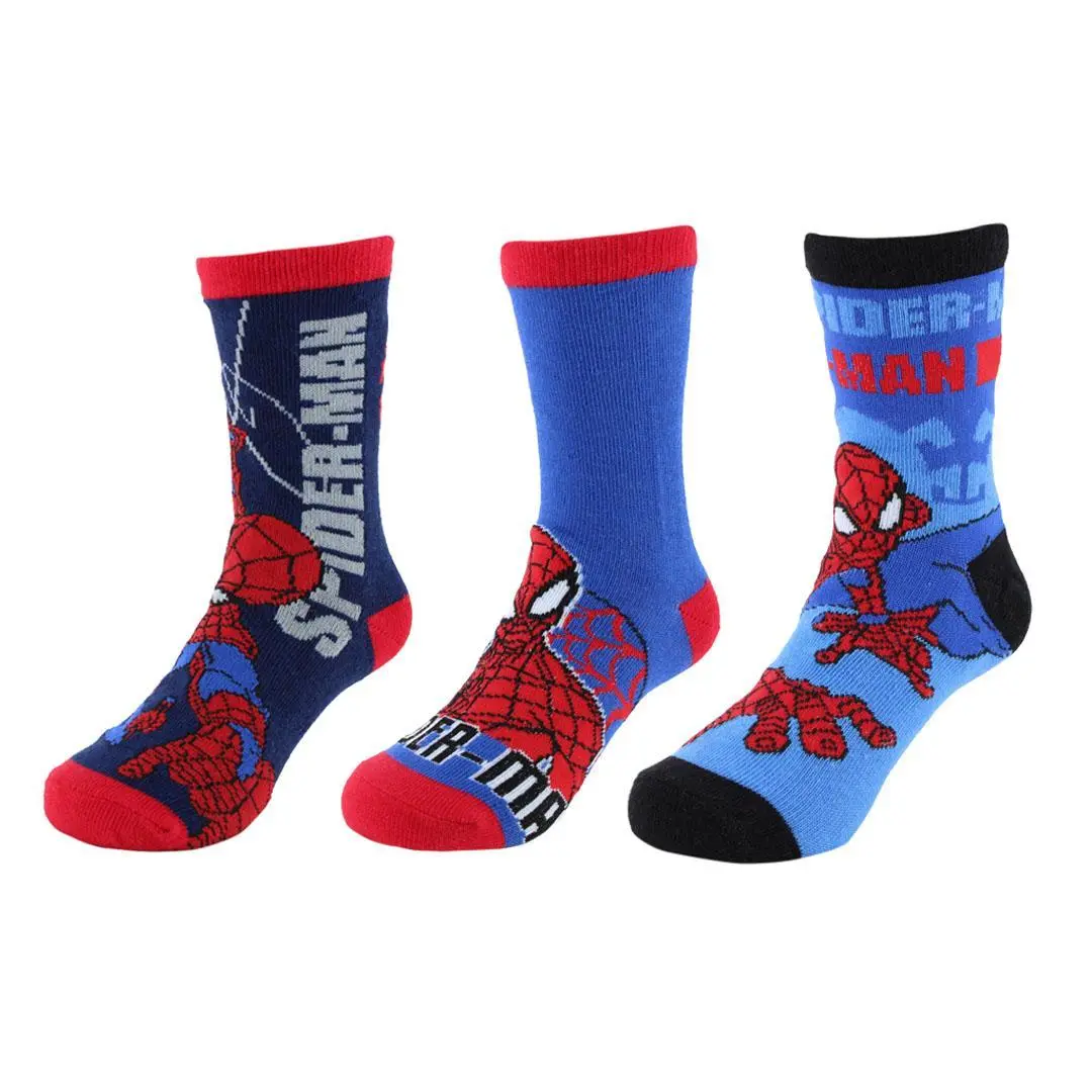 Textiel Trade Boys' Marvel Spider-Man Graphic Crew Socks, 3-Pair Comfortable Fit Superhero Logo Calf Socks for 13-14 Years