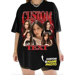 Custom Bootleg Rap T-Shirt Personalized 90s Graphic Tee with Custom Face and Name Birthday Gift for Him or Her Vintage Rap Aesthetic Trendy Streetwear Style Unique and Fun Gift Idea Unisex Fit Bold Personal Look All Seasons 100% Ring-Spun Cotton Classic