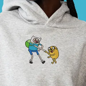 Adventure Time Embroidered Sweater, Personal Cartoon Gift Hoodie, Y2K Finn & Jake Custom Stitched T-shirt, Pop Culture Toon Aesthetic Shirt