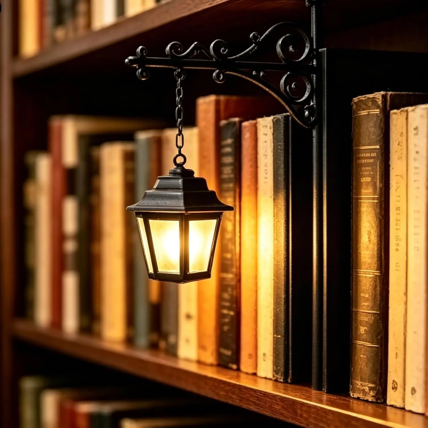Library Lantern-Decorative Bookshelf Lighting, Miniature Hanging Shelf Lamp, Warm LED Nightlight, Reading Nook Literary Decor,Halloween decorations