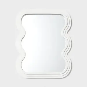 Pillowfort Squiggle Mirror Modern Abstract 20"x16" Wave Kids White Wall Art