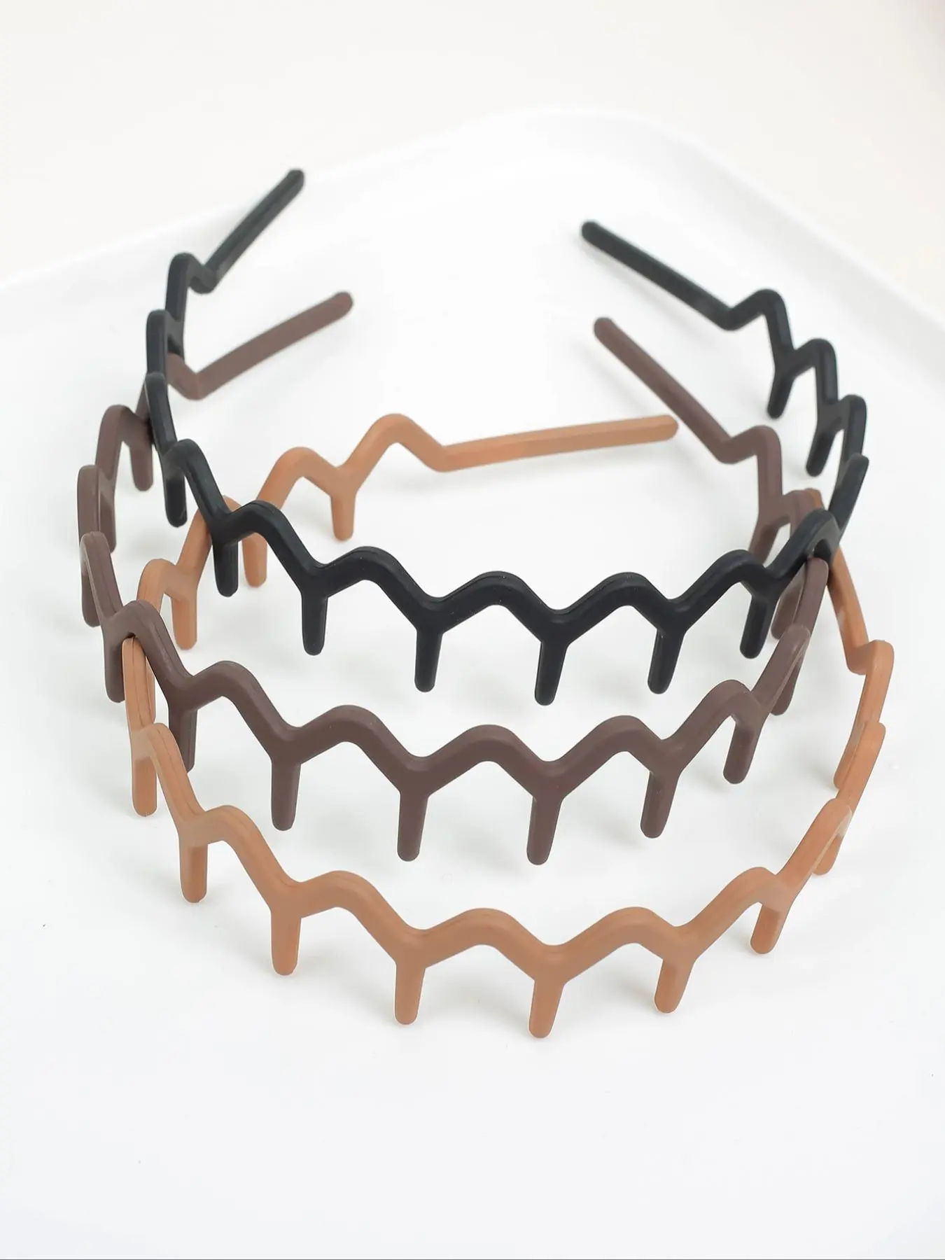 Solid Color Wave Design Hair Hoop Set, Zigzag Headband, Plastic Headband, Casual Versatile Hair Accessories for Women & Girls, Minimalist Headwear Suitable for Thick Hair, Minimalist Hair Hoops, Head Bands Thick