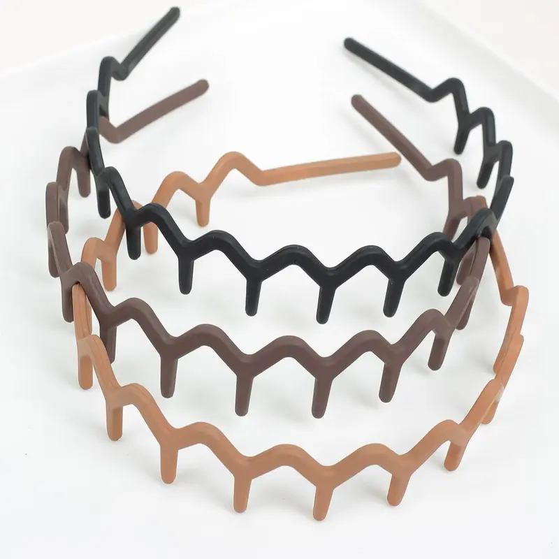 Solid Color Wave Design Hair Hoop Set, Zigzag Headband, Plastic Headband, Casual Versatile Hair Accessories for Women & Girls, Minimalist Headwear Suitable for Thick Hair, Minimalist Hair Hoops, Head Bands Thick