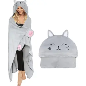 Cat Blanket Hooded Cat Gifts for Lovers - Funny Cute Wearable Blanket Hoodie for Mom, Girlfriend, Wife, Friend, Sister - Perfect for Christmas