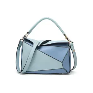 Women's Fashionable Geometric Pattern Handbag, Casual PU Leather Shoulder Bag with Detachable Strap, Trendy Versatile High-quality Daily Commuting Bag