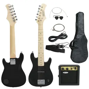 SUPERDEAL Kids Beginner Accessories Pack with 5W Amp Case 30" Electric Guitar, Black SUPERDEAL Kids Beginner Accessories Pack with 5W Amp Case 30" Electric Guitar, Black