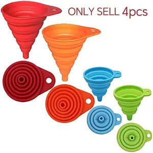 Kitchen Funnel Set, Collapsible Silicone Funnel, Food Grade Kitchenware & Kitchen Gadgets for Filling Water Bottles Liquid Transfer