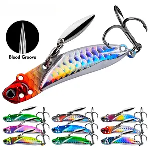 8pcs Long Cast Metal Spoon Lure - Spinning Vib Blade Bait with 3D Eyes for Bass/Walleye/Snook, Saltwater & Freshwater Hard Bait