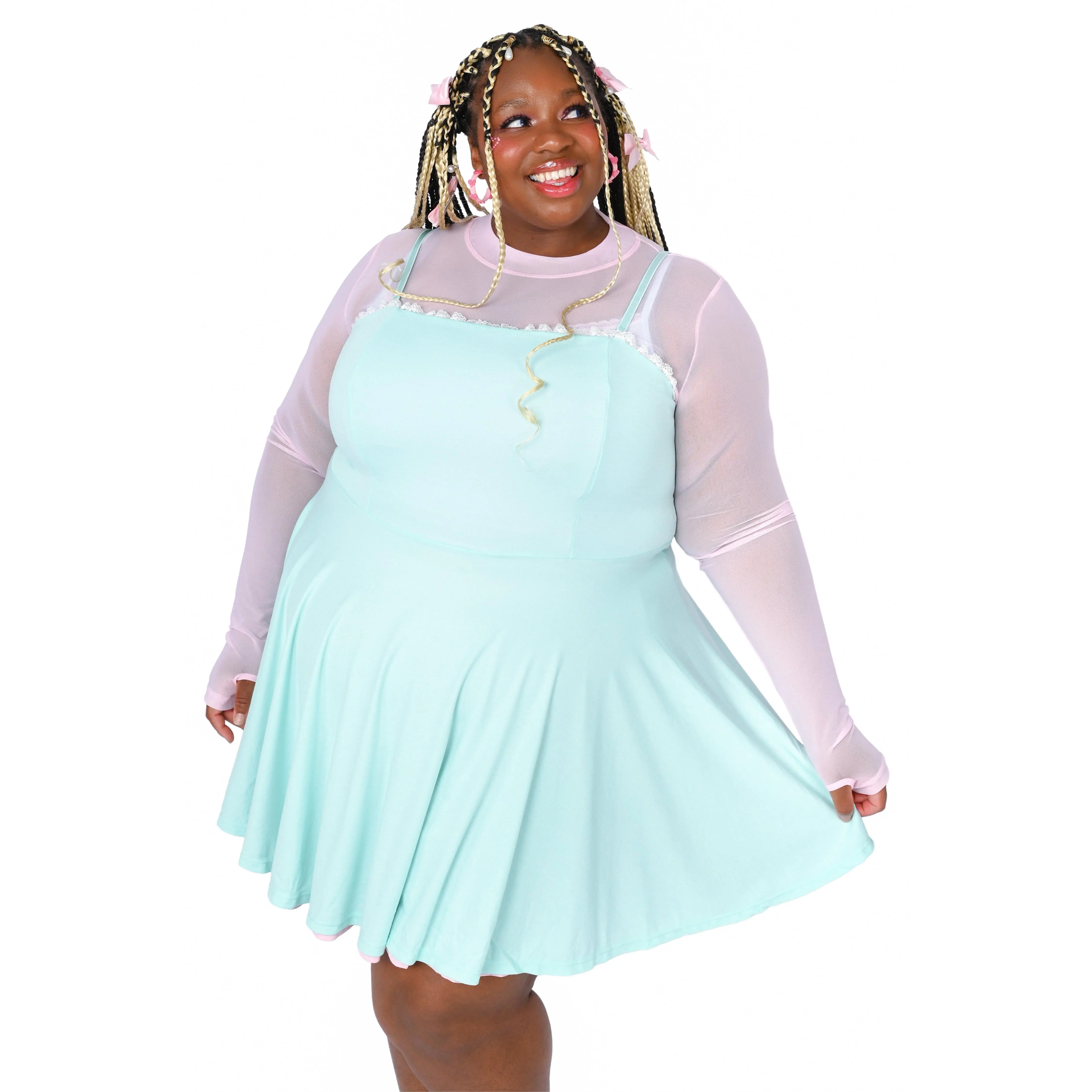 Basics Reversible Skater Dress - Mint/Pink - TikTok Shop