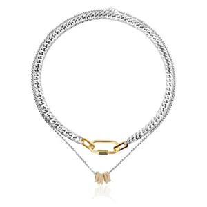 Carabiner Layered Necklace Set (Silver) necklace