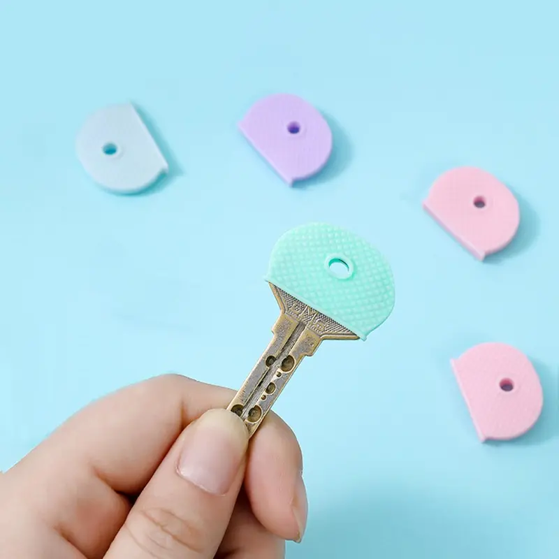 Random Color Key Cap Covers, 5pcs Cute Silicone Key Cap Covers for Keychain, Versatile Accessories for Door Key for Daily Use, Keychain Kawaii