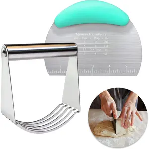 Cutter Dough Scraper Dough Cutter Scraper Tool Kitchen Pastry Steel Pastry Cutters Heavy Duty Dough Cutter for Kitchen Baking and Dishwasher Safe (Blue)