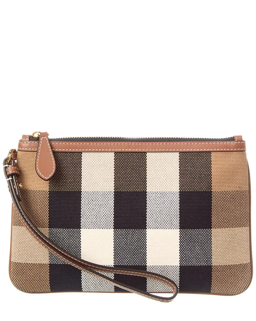 Burberry Check Canvas & Leather Pouch