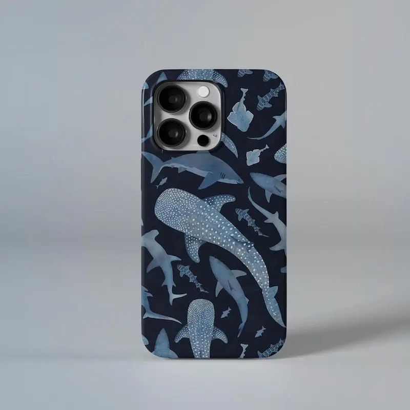Blue Watercolor Shark Phone Case ,Cover for IPhone17 16 15 14 13 12 11 Plus Pro Promax Case for IPhone Tough Phone Case
