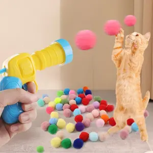 Interactive Cat Teaser Toy, 1 Set Including 1 Count Cat Toy Launcher & 100pcs Colorful Plush Balls, Pet Supplies, Dogs & Cats Accessories