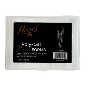Nieves Poly-Gel Nail Forms | Coffin, Square, Stiletto & Russian Stiletto – Nail Extension Tips System (120pcs)