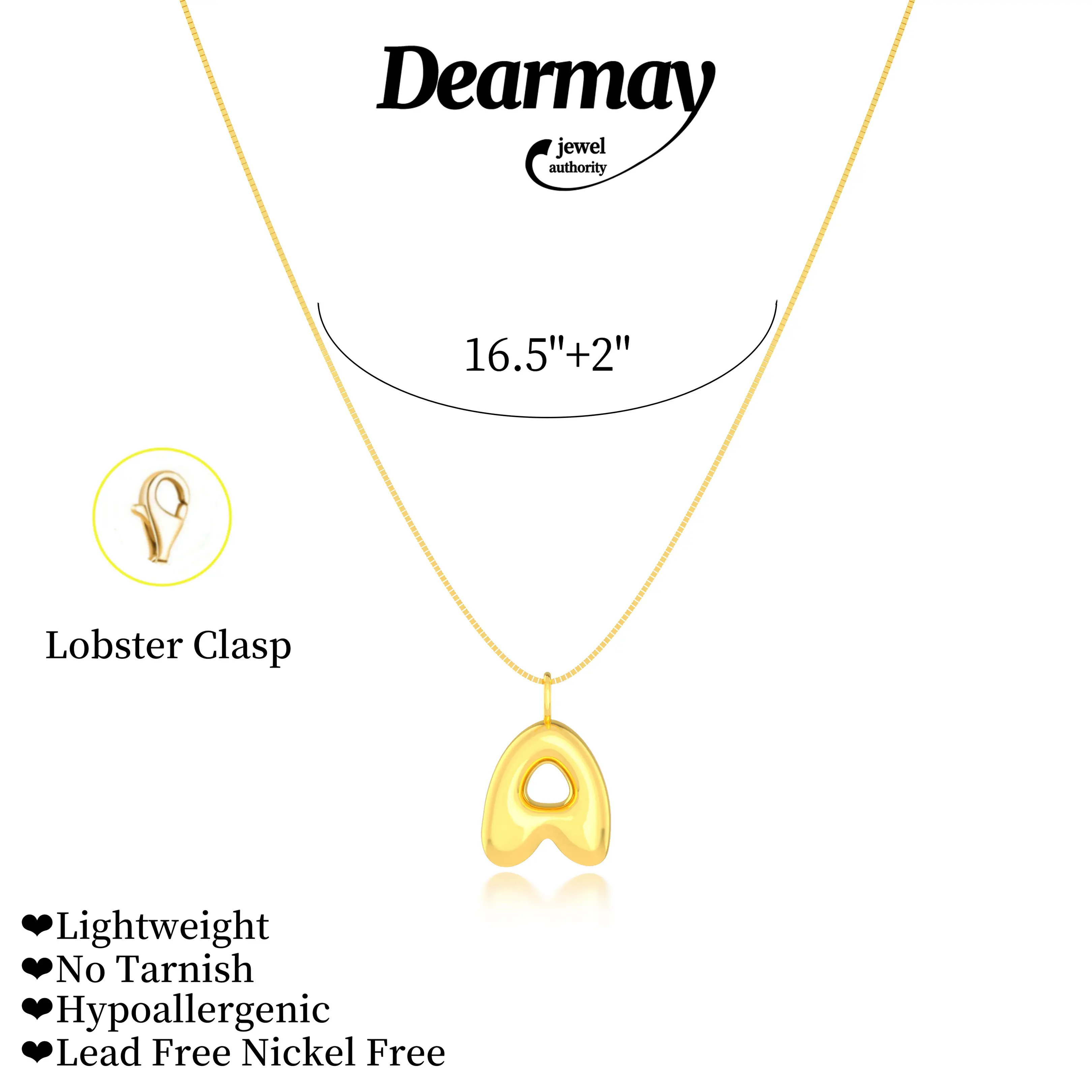 Dearmay Women's Christmas Bubble Letter Necklace - A-Z Personalized Balloon Initial Pendant Cute Choker, Fashion Jewelry Gift for Women, Letter Necklaces, Meaningful Gifts, Dainty Necklaces, Personalized Jewelry