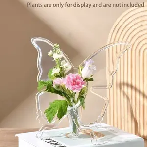 1pc Transparent Butterfly Vase | Modern Luxury Minimalist Decor, Suitable for Office Desks and Living Room Display, Hydroponic Plant Container for Hallways，home decor