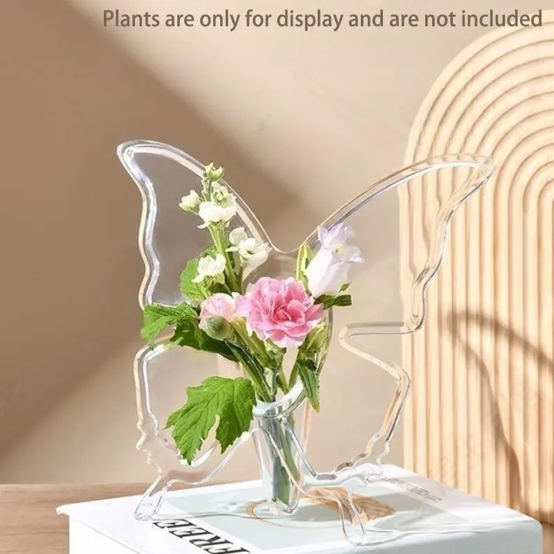 1pc Transparent Butterfly Vase | Modern Luxury Minimalist Decor, Suitable for Office Desks and Living Room Display, Hydroponic Plant Container for Hallways, home decor, Decorative Flower Vase