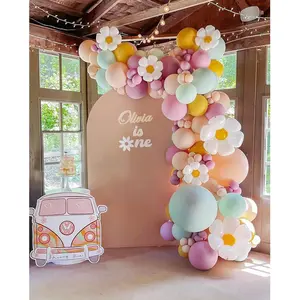 155Pcs Daisy Balloon Garland Kit with Pastel Macaron Flowers for Boho Party & Shower Decor