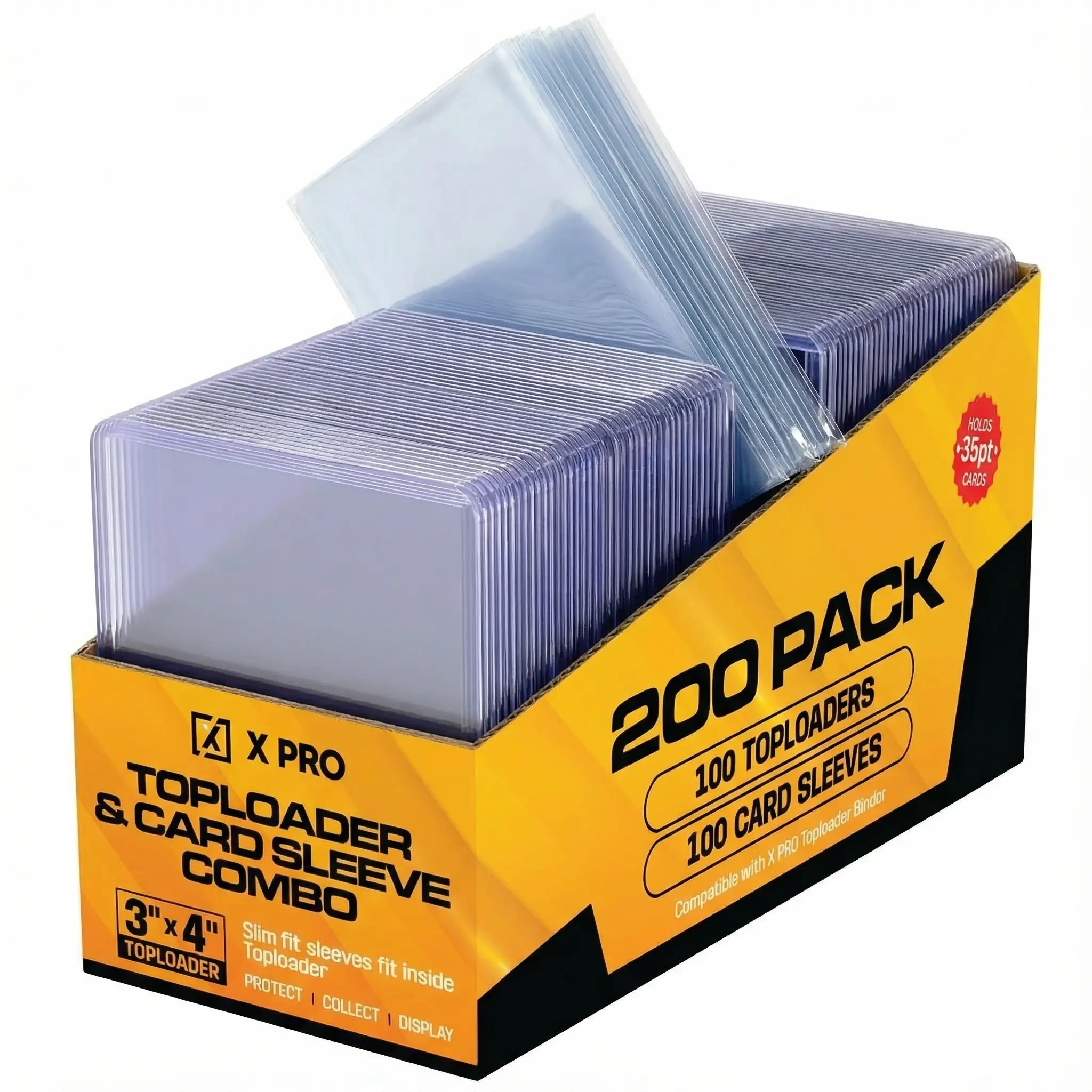 X PRO Toploader and Soft Sleeve Combo, 100 Ct. Toploader, 100 Ct. Soft Sleeve 3"x4"