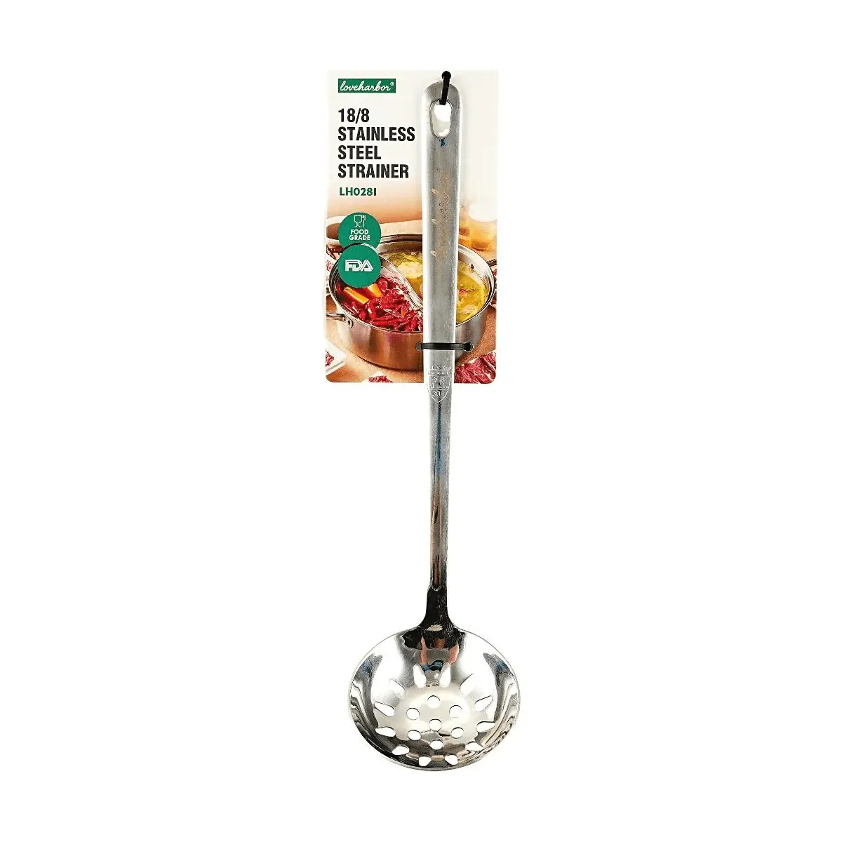 Love Harbor Thickened Stainless Steel Slotted Spoon for Frying, Draining Noodles, Dumplings & Straining