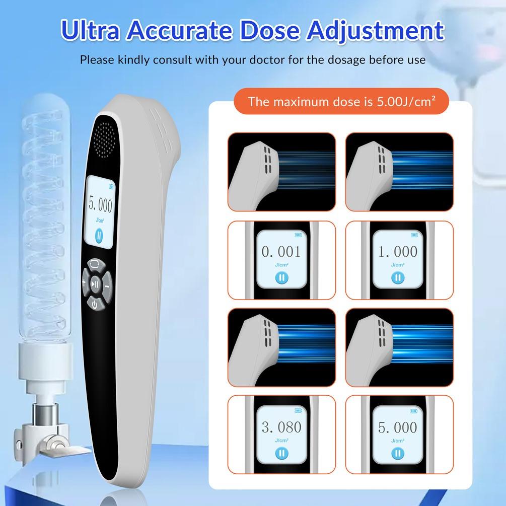ZJZK 9 Diodes 308nm UVB Excimer Phototherapy Device, 55mW/cm² High Energy Density, Handheld Blue Light Skin Treatment, Targeted Therapy for Vitiligo, Psoriasis, Eczema, Atopic Dermatitis, Portable Home Use for Skin Disorders