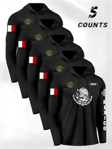 Mexican Theme Men's Hooded T-Shirt Set of 5, Perfect for Gym Enthusiasts & Outdoor Sports Lovers, Best Gift for Unique Style, Hoodie Set, Activewear t shirt, Athletic Hoodies