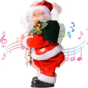 Electric Santa Claus Shaking Butt with Music, Guitar Playing Christmas Decoration, Singing Dancing Musical Santa Gift, 1pc