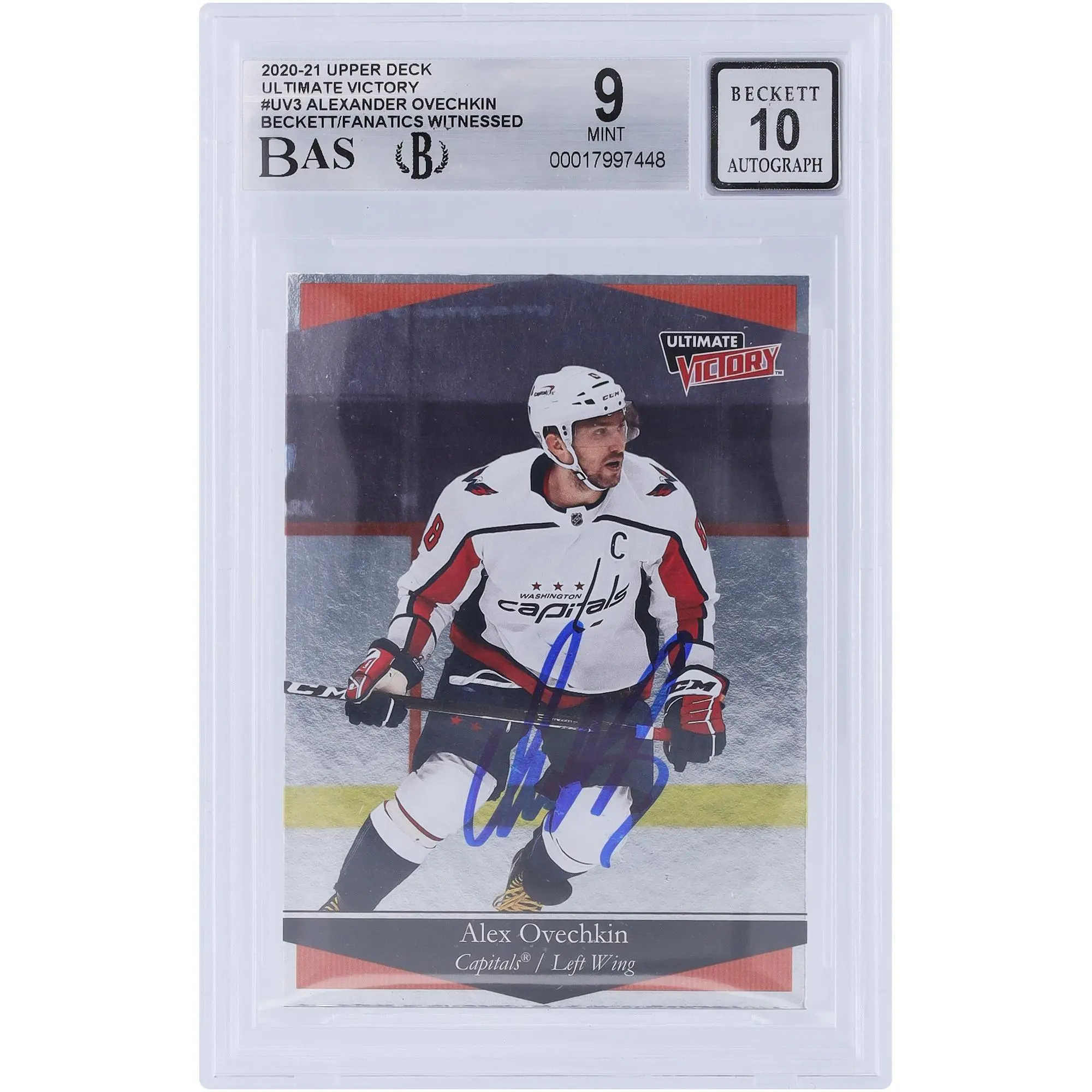 Alexander Ovechkin Washington Capitals Autographed 2020-21 Upper Deck Extended Series Ultimate Victory #UV-3 Beckett Fanatics Witnessed Authenticated 9/10 Card - Fanatics Authentic Certified