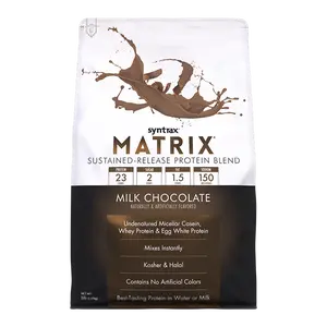 Syntrax Nutrition Matrix, Sustained-Release Protein Blend, Milk Chocolate, 5 lbs Undenatured Micellar Casein & Whey Blend for Easy Mixing